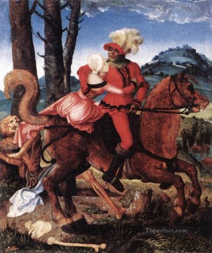  Baldung Art Painting - The Knight The Young Girl And Death Renaissance painter Hans Baldung